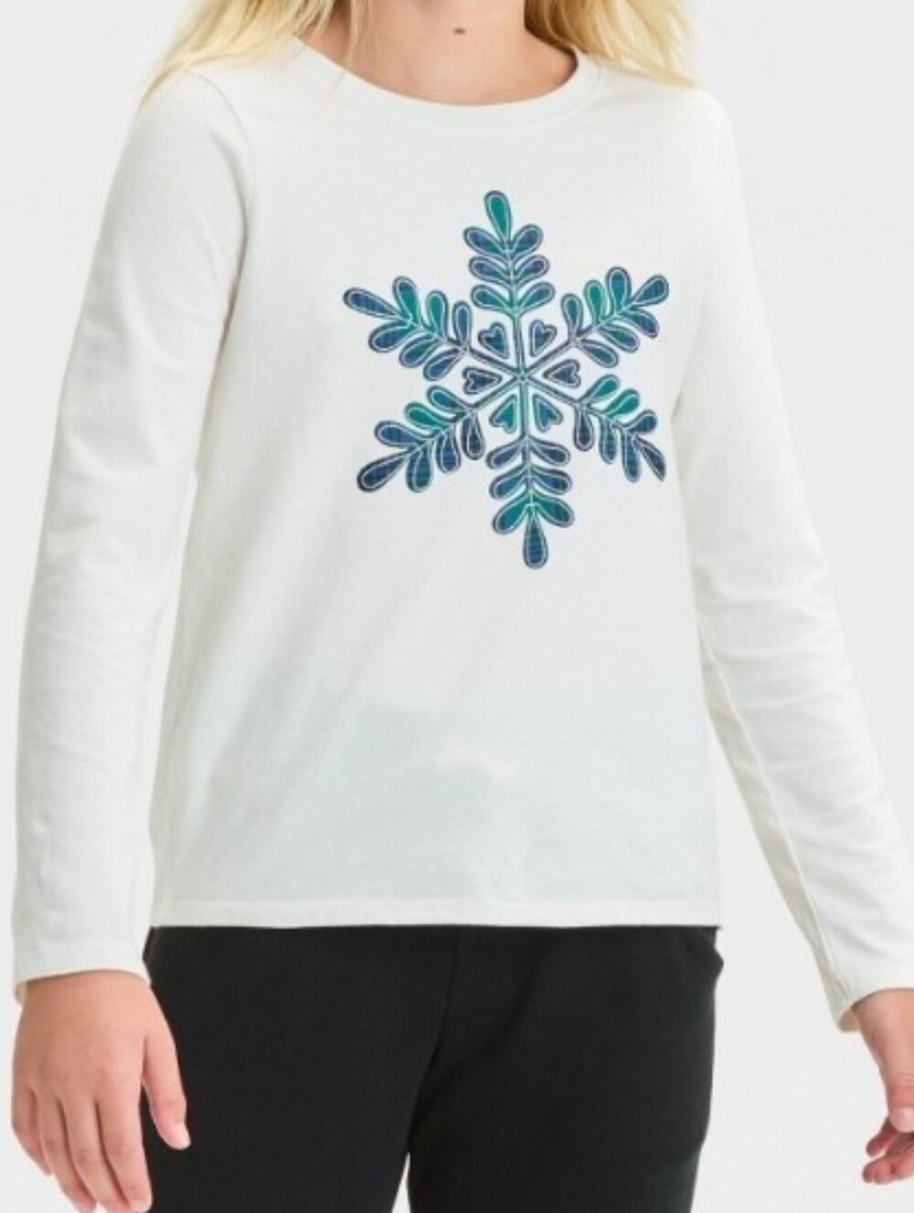 Nwt Cat & Jack Girls Plaid Snowflake Longsleeve Tee